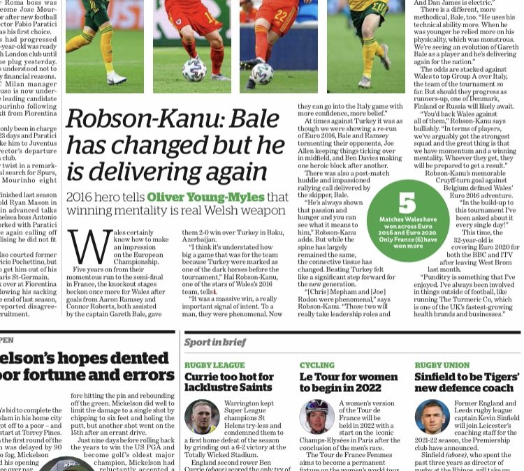 Hal Robson-Kanu previews Wales’ Euro chances in the “i”newspaper