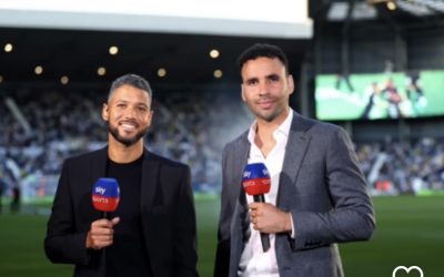 Hal Robson-Kanu co-presents for Sky Sports at the Hawthorns