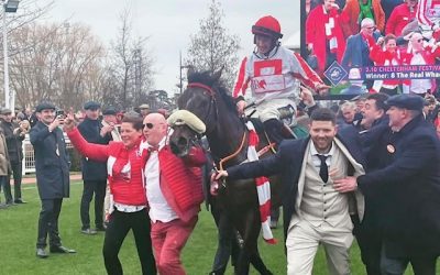 Sam Twiston-Davies wins the Novices’ Chase at Cheltenham