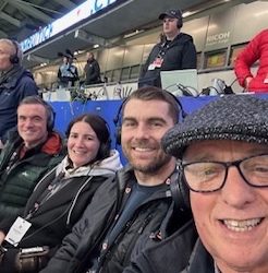 Sam Vokes co-commentates for BBC Wales at Cardiff Stadium