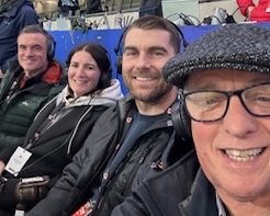 Sam Vokes co-commentates for BBC Wales at Cardiff Stadium